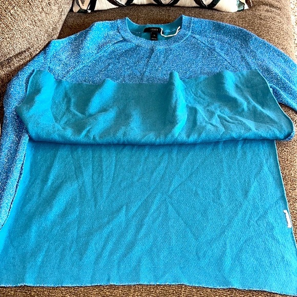 J. Crew Blue Shimmer Sparkle
Side Slit Crew Neck Pullover
Sweater Sz XS … - Picture 6 of 14